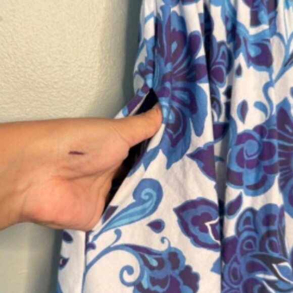 CAROLINE CONSTAS BARDOT MIDI DRESS BLUE GARDEN TOILE SIZE POCKETS SIZE S - Picture 5 of 8